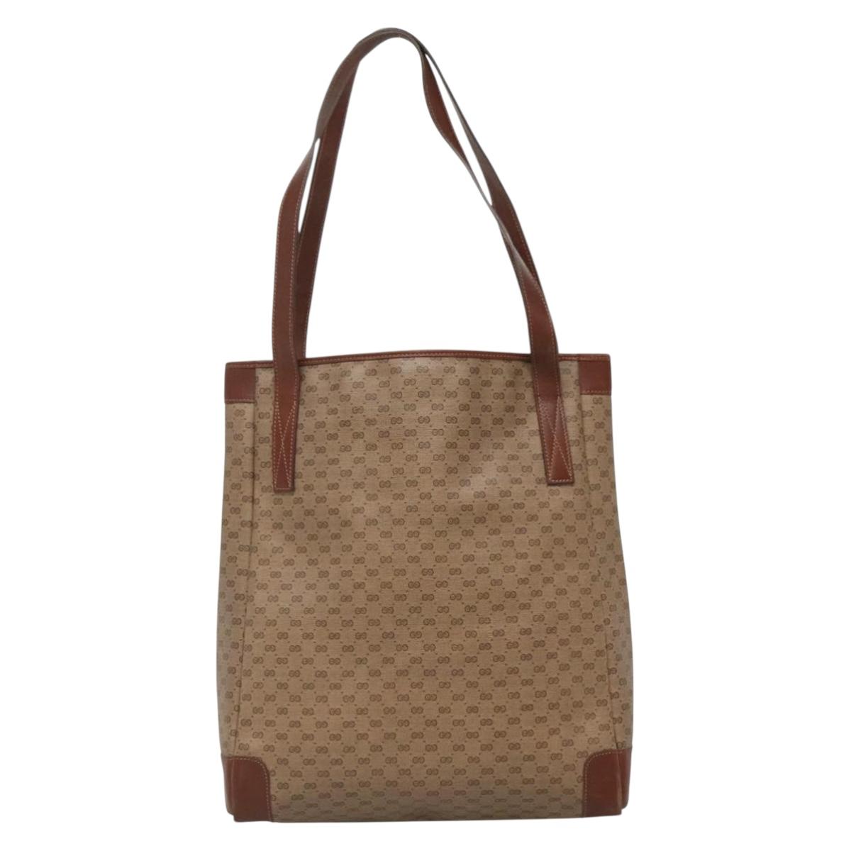 GUCCI Micro GG Supreme Tote Bag PVC Beige Gold 002 37 0035 Auth ep10439