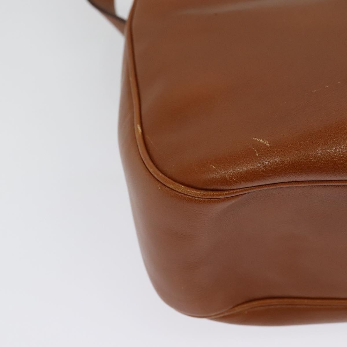 CELINE Shoulder Bag Leather Brown Gold Auth ep10441