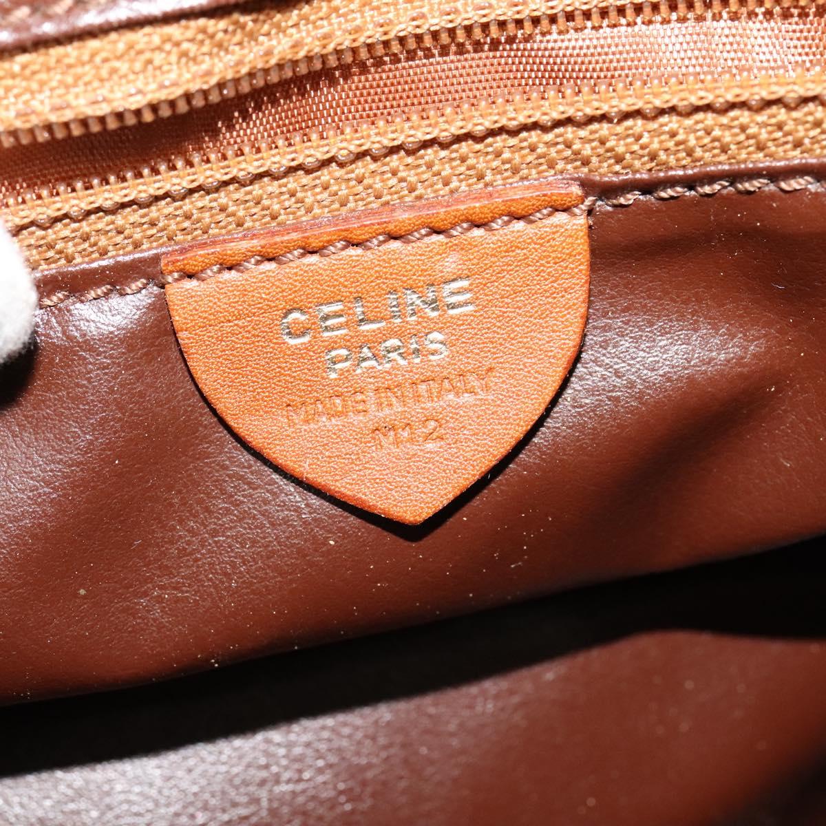 CELINE Shoulder Bag Leather Brown Gold Auth ep10441
