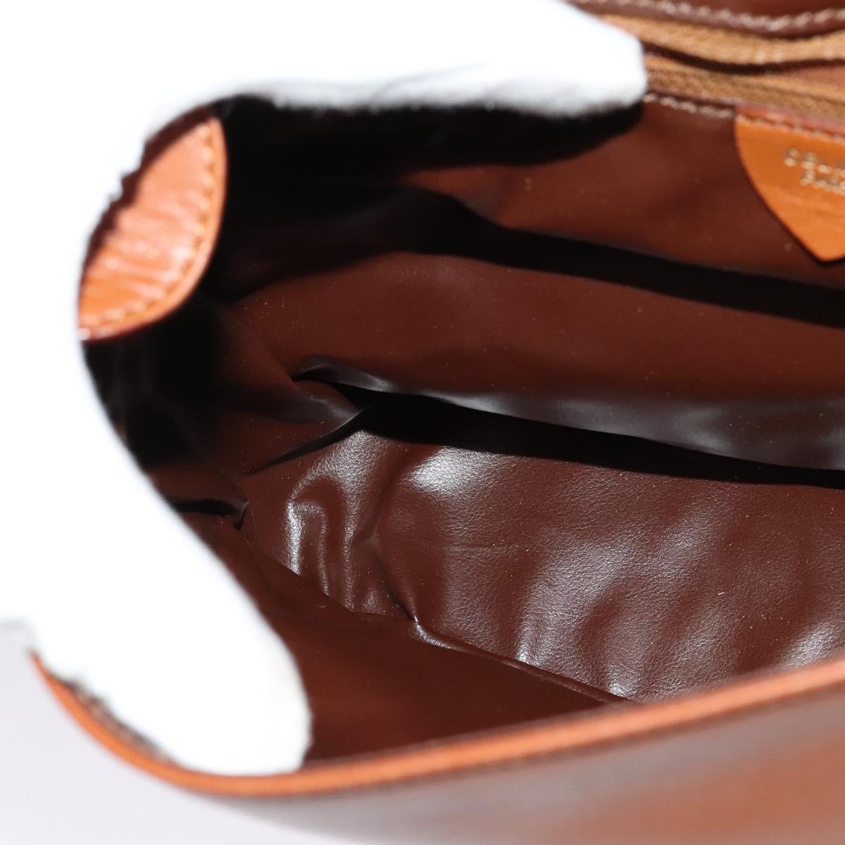 CELINE Shoulder Bag Leather Brown Gold Auth ep10441