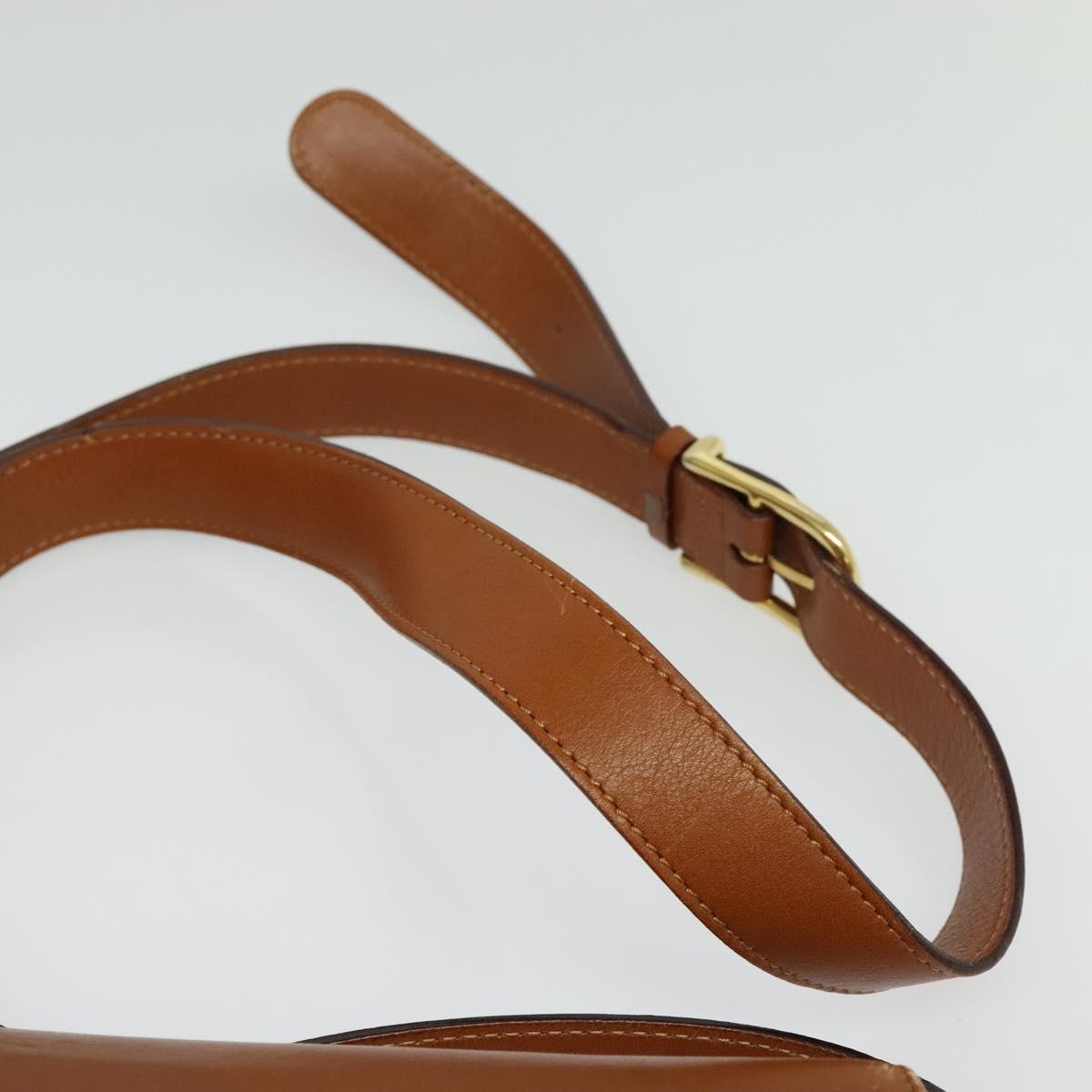 CELINE Shoulder Bag Leather Brown Gold Auth ep10441