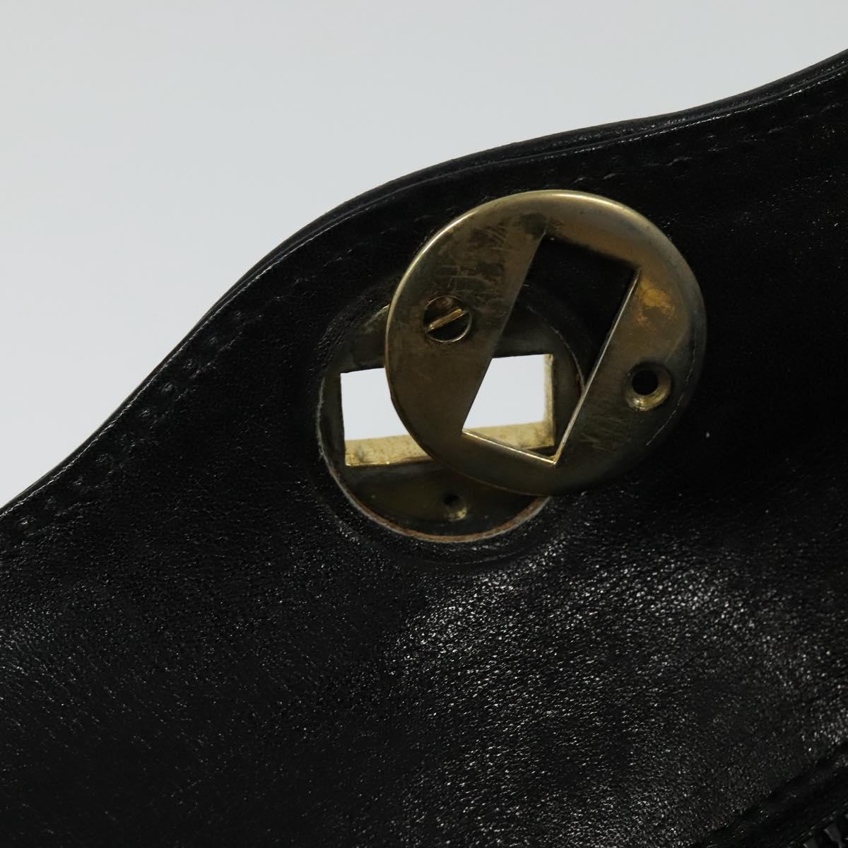 GUCCI Shoulder Bag Leather Black Gold Auth ep10445