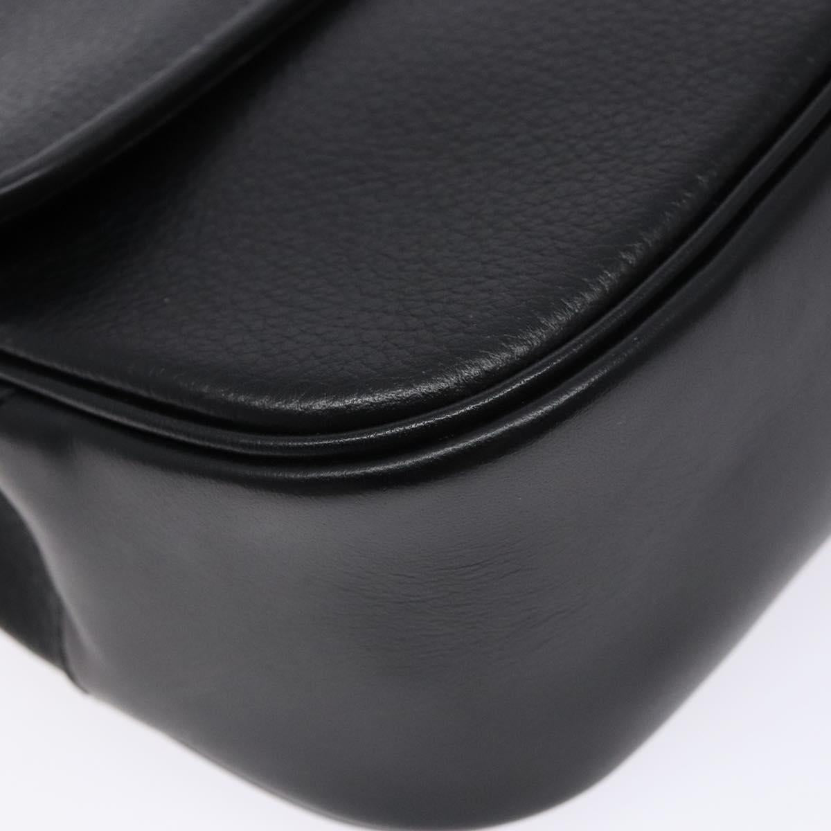 Burberrys Hand Bag Leather Black Gold Auth ep10446