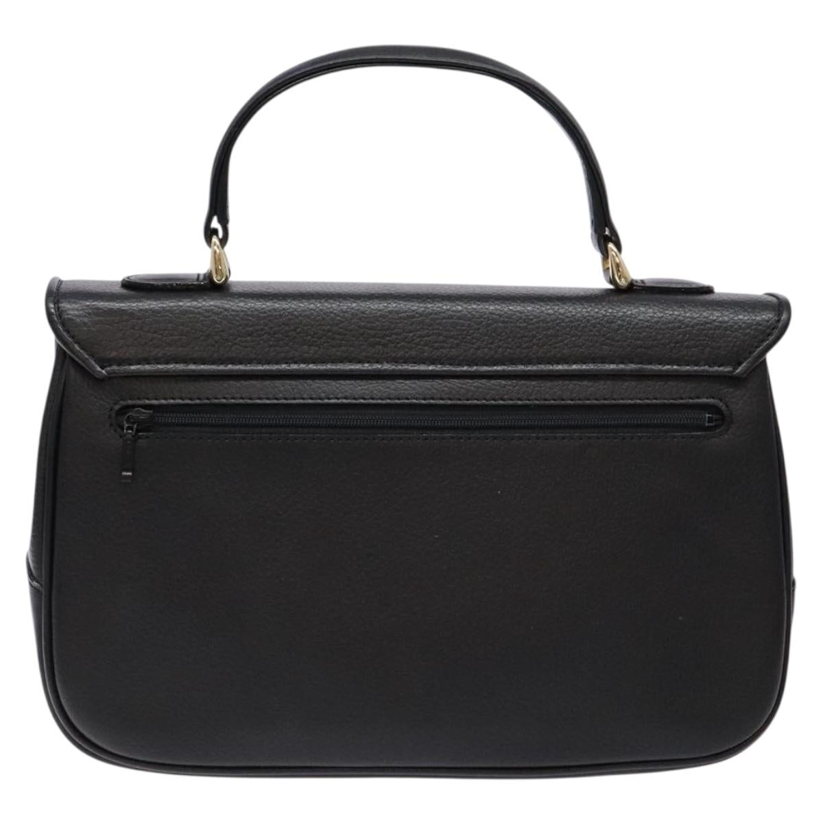 Burberrys Hand Bag Leather Black Gold Auth ep10446