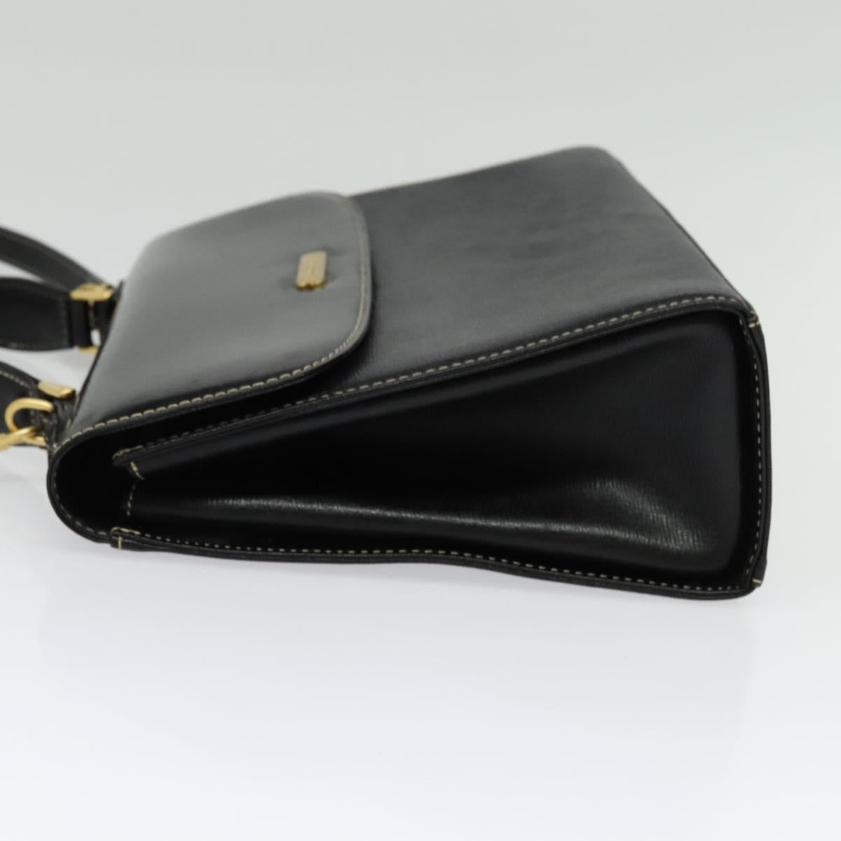 Burberrys Hand Bag Leather 2way Black Gold Auth ep10449