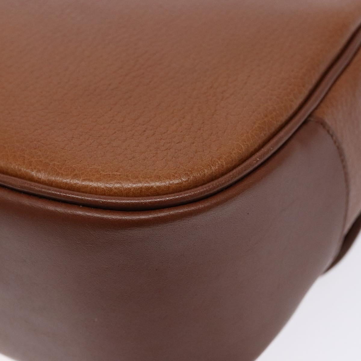 Burberrys Hand Bag Leather Brown Gold Auth ep10452