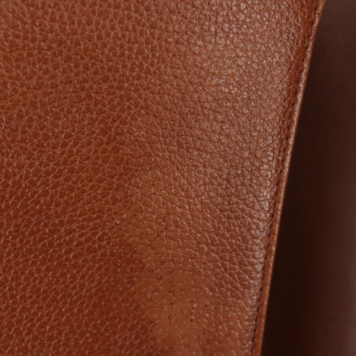 Burberrys Hand Bag Leather Brown Gold Auth ep10452