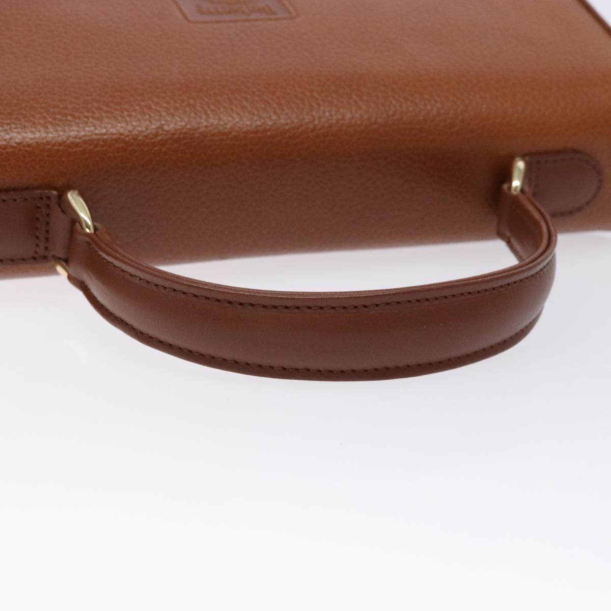 Burberrys Hand Bag Leather Brown Gold Auth ep10452