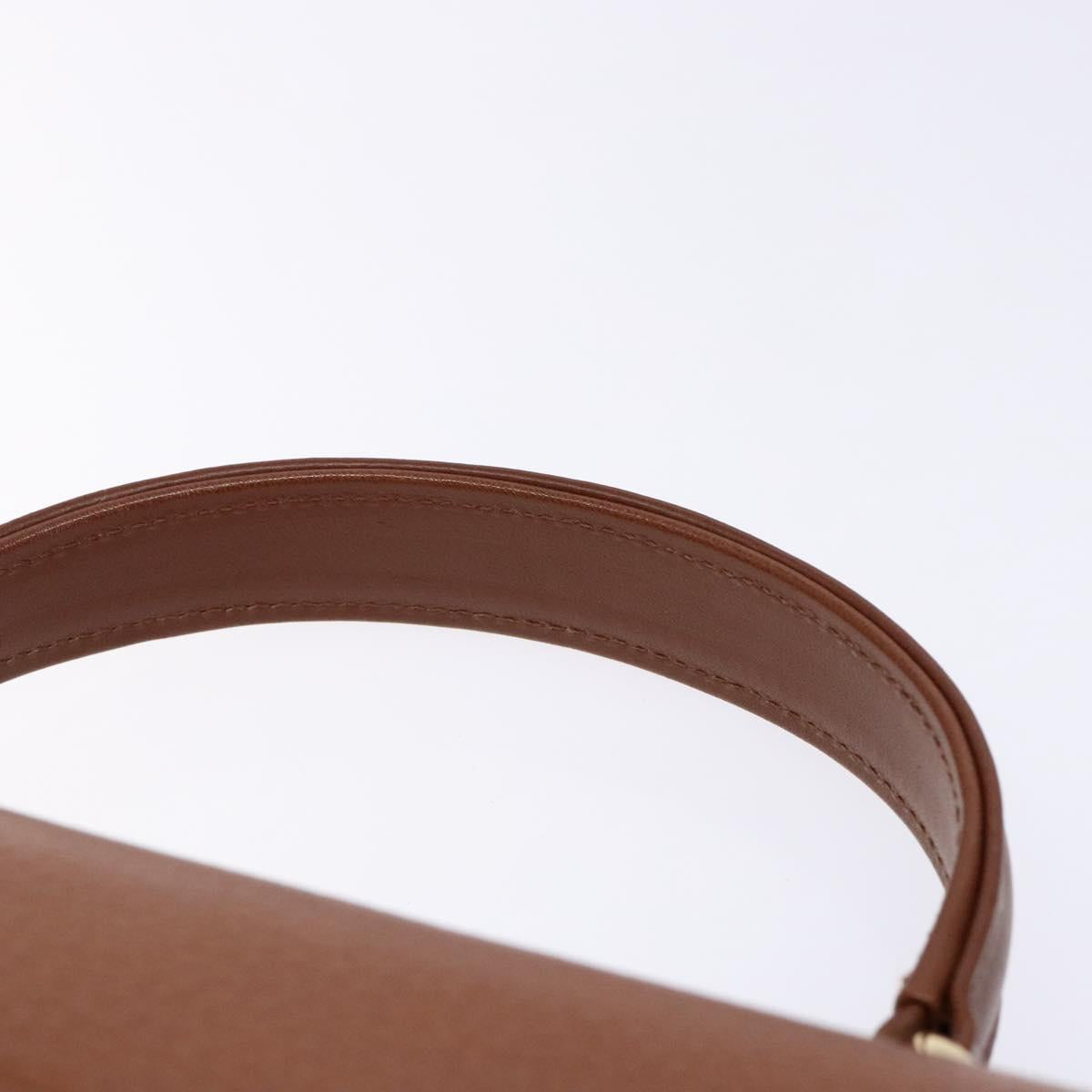 Burberrys Hand Bag Leather Brown Gold Auth ep10452