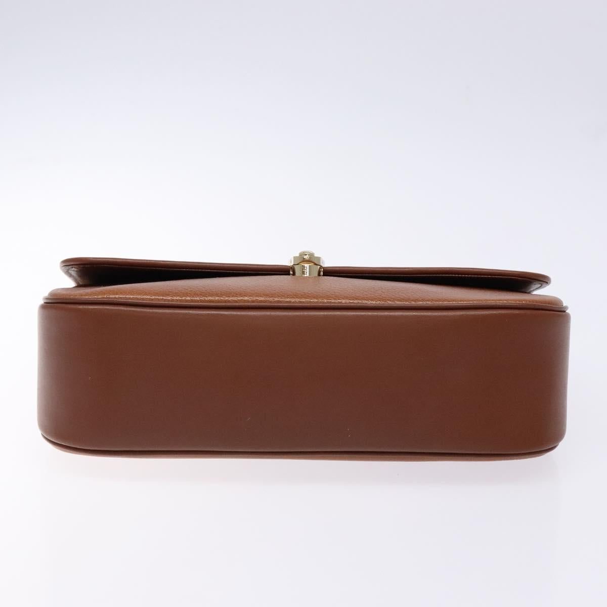 Burberrys Hand Bag Leather Brown Gold Auth ep10452