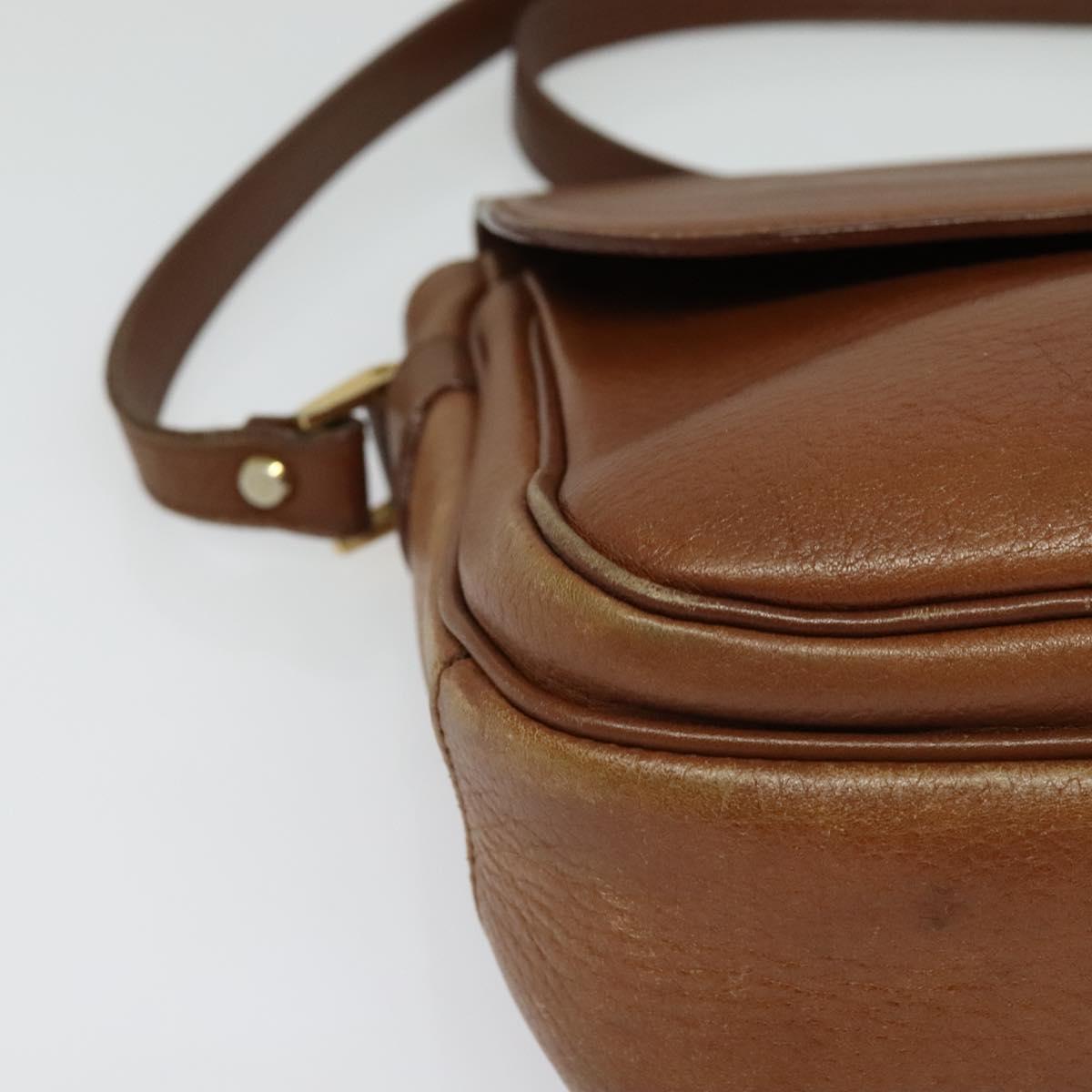 Burberrys Shoulder Bag Leather Brown Gold Auth ep10453