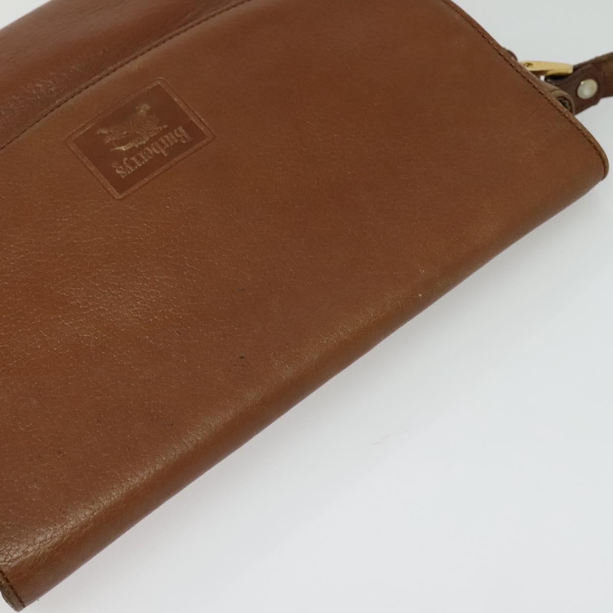 Burberrys Shoulder Bag Leather Brown Gold Auth ep10453