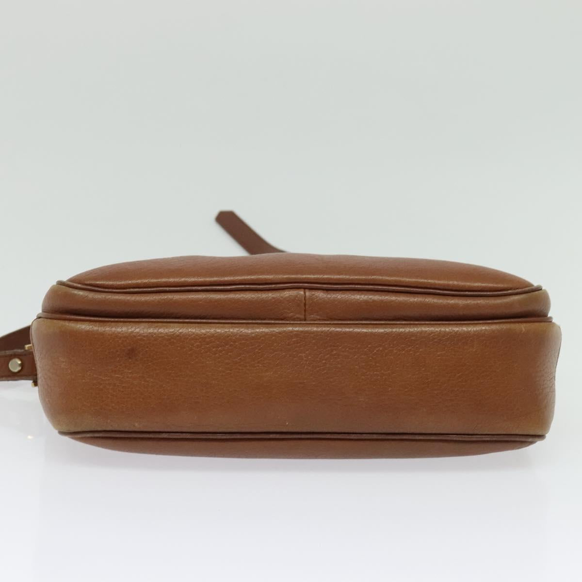 Burberrys Shoulder Bag Leather Brown Gold Auth ep10453