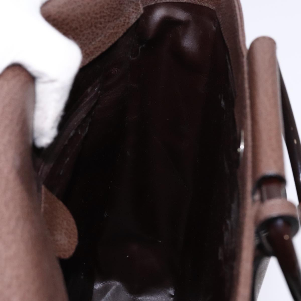 GUCCI Bamboo Hand Bag Leather Dark Brown 002 1118 0462 Auth ep10462