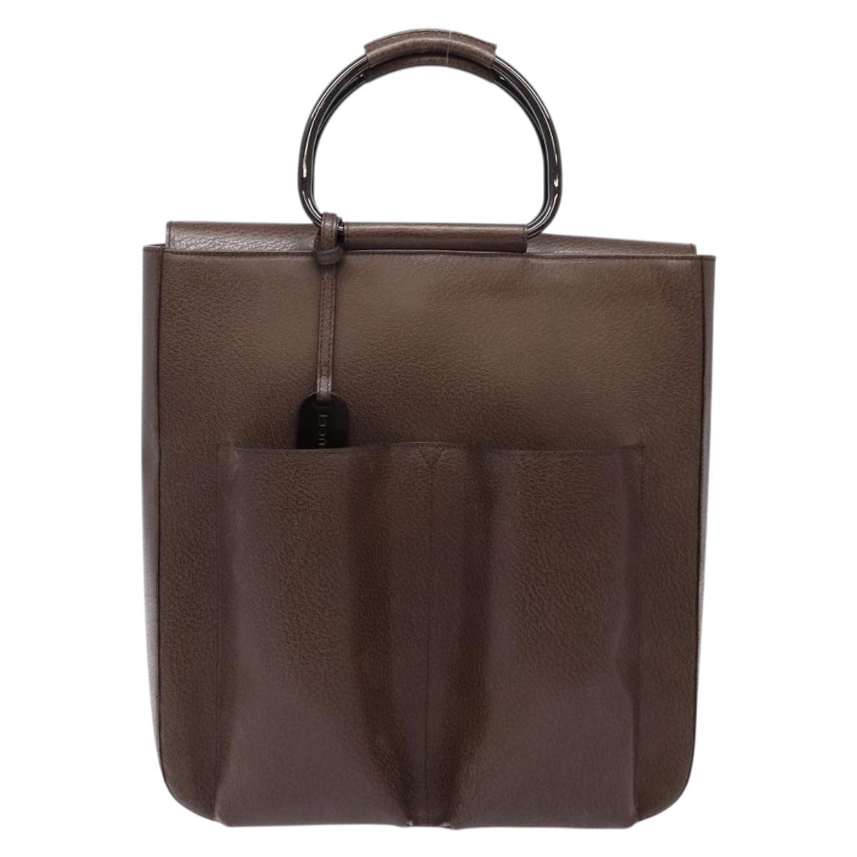 GUCCI Bamboo Hand Bag Leather Dark Brown 002 1118 0462 Auth ep10462