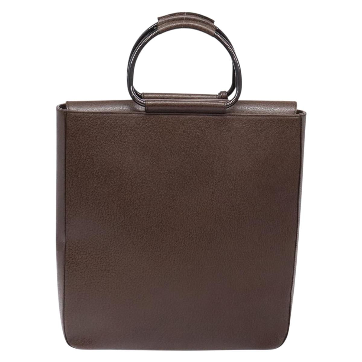 GUCCI Bamboo Hand Bag Leather Dark Brown 002 1118 0462 Auth ep10462