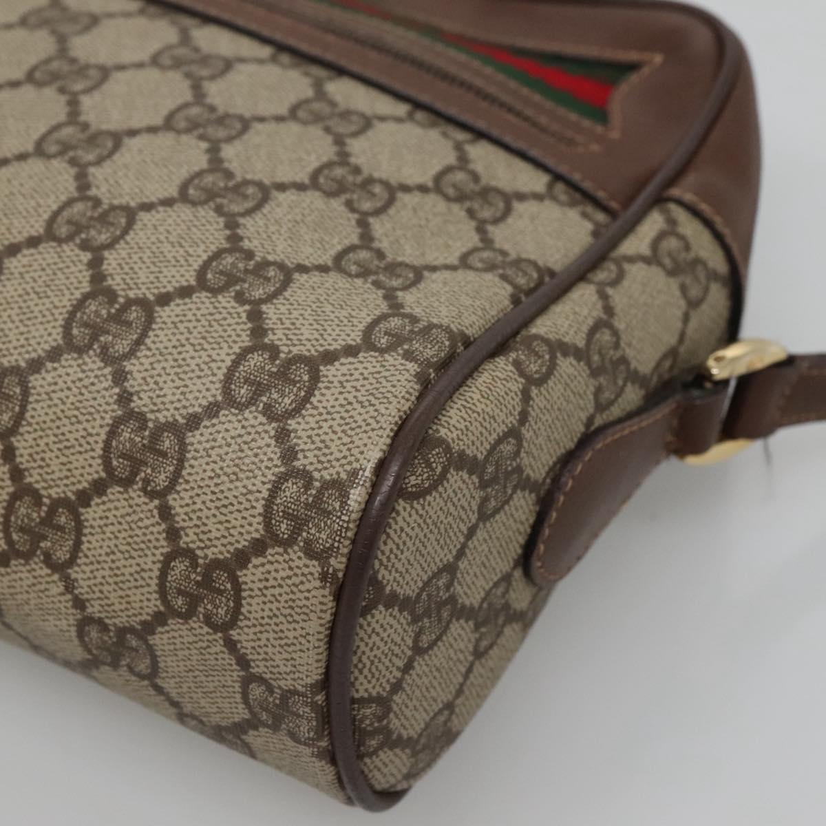 GUCCI GG Supreme Web Sherry Line Bag PVC Beige Gold 001 56 6472 Auth ep10466