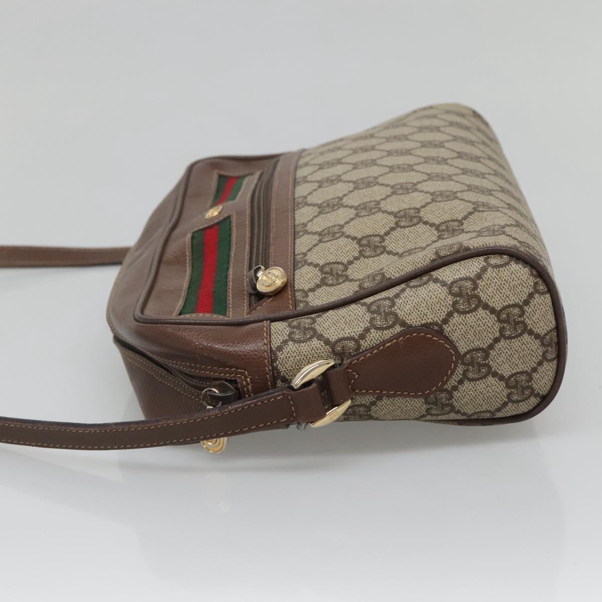 GUCCI GG Supreme Web Sherry Line Bag PVC Beige Gold 001 56 6472 Auth ep10466