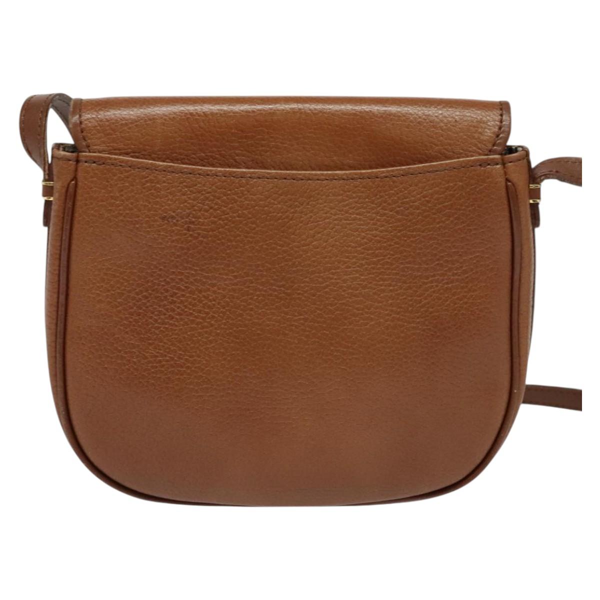 Burberrys Shoulder Bag Leather Brown Gold Auth ep10468