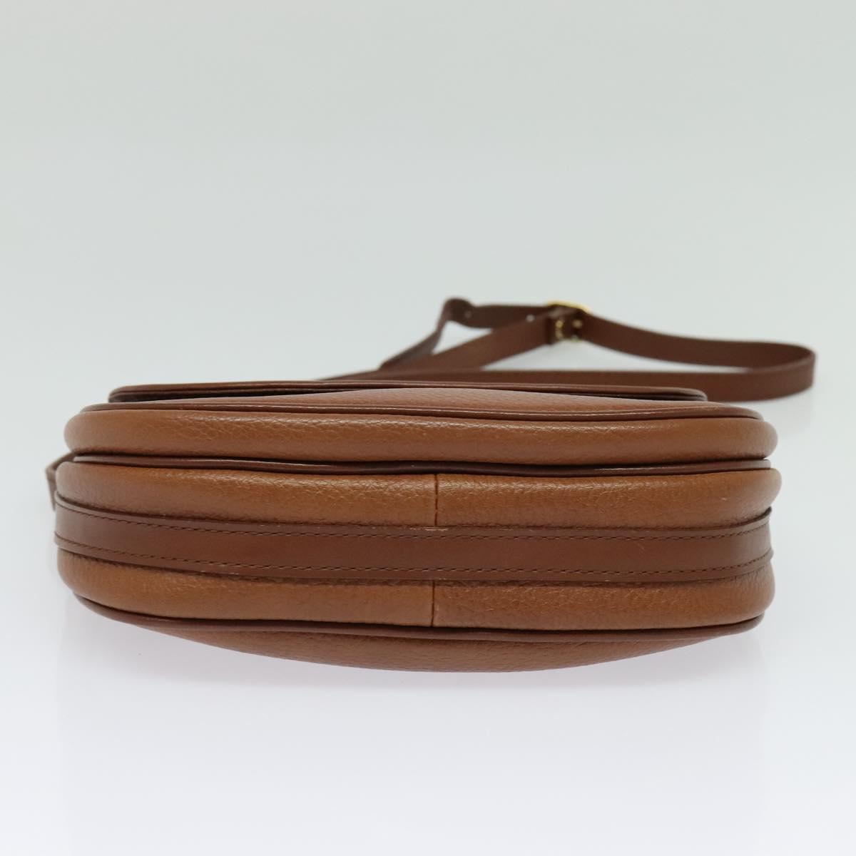 Burberrys Shoulder Bag Leather Brown Gold Auth ep10468