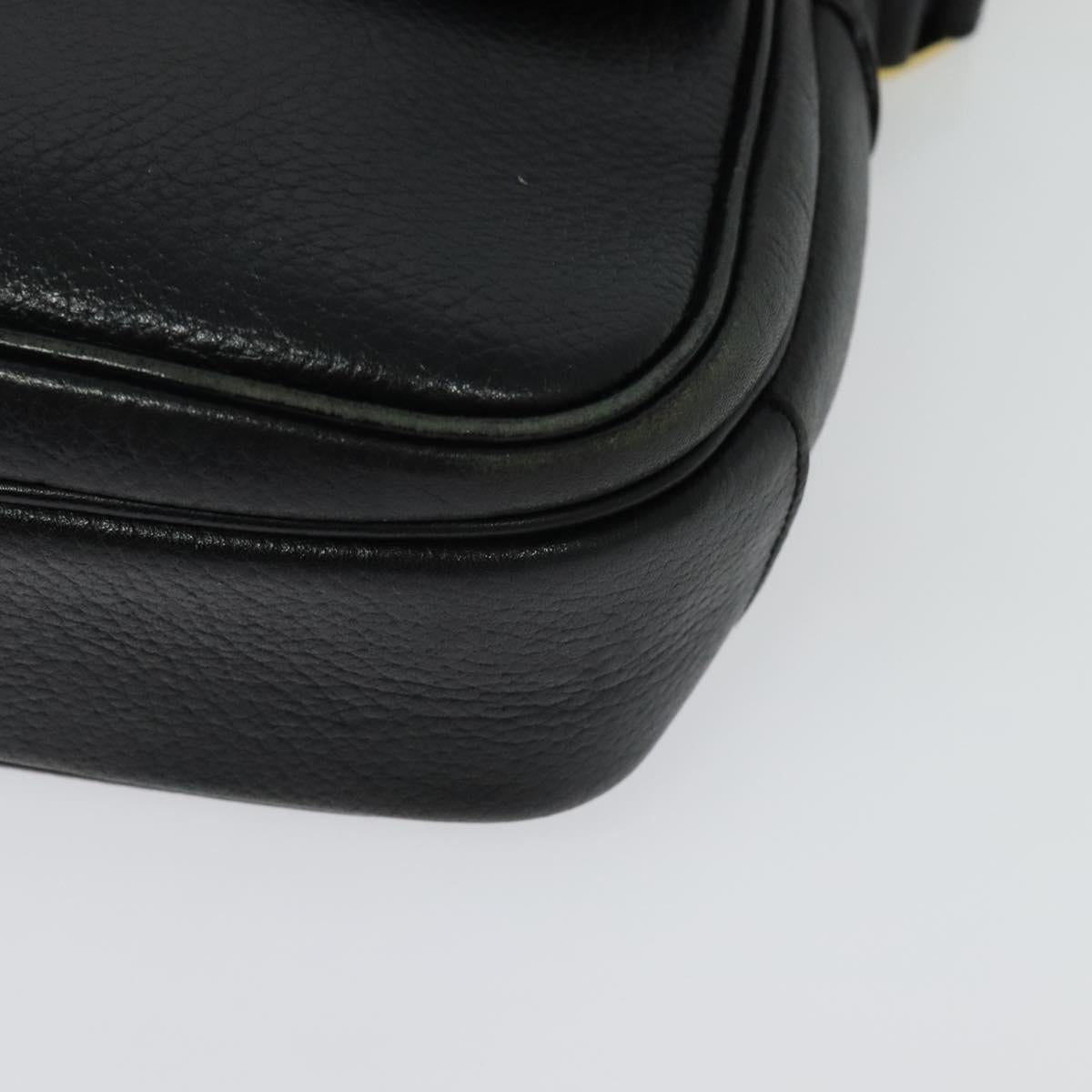 Burberrys Shoulder Bag Leather Gold Black Auth ep10469