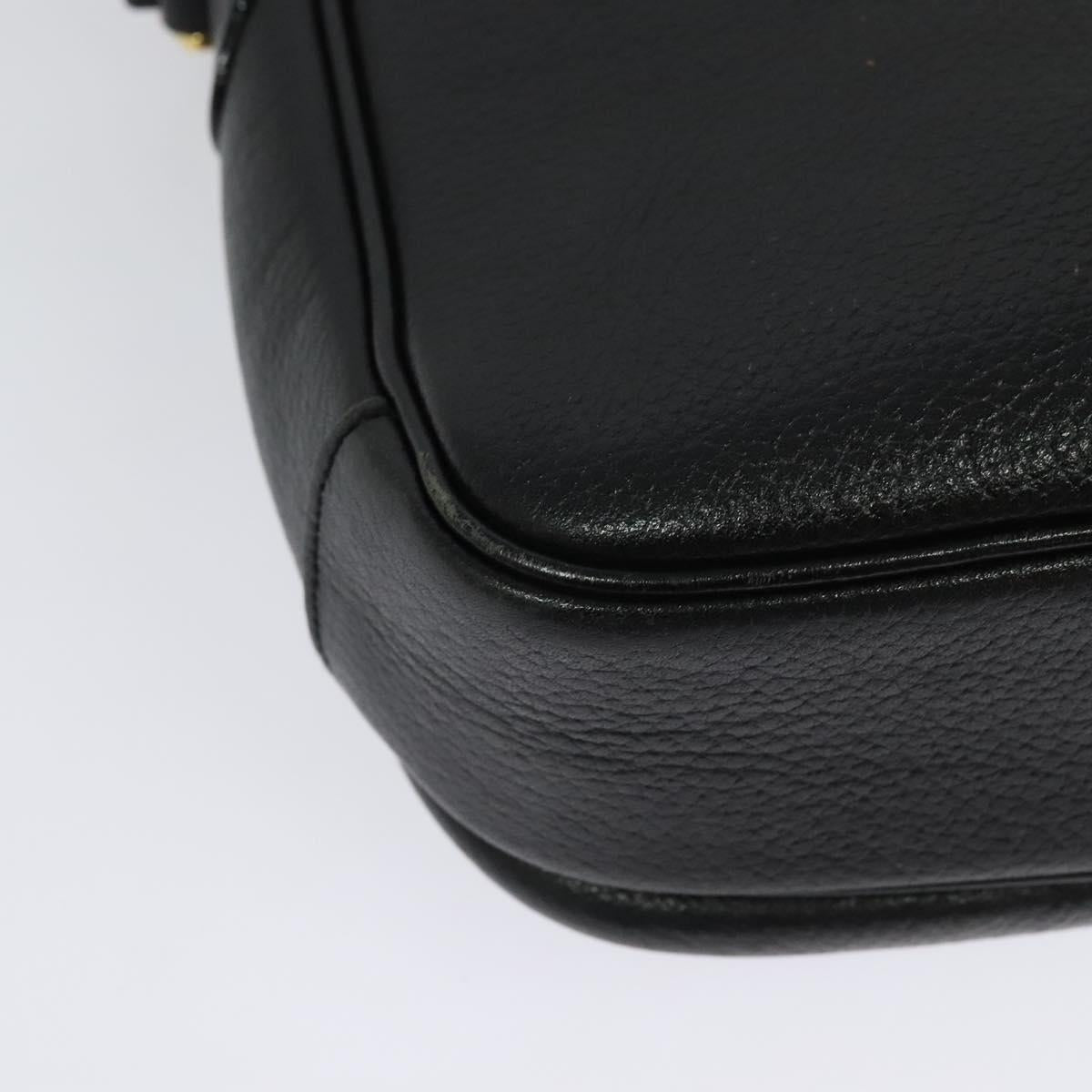 Burberrys Shoulder Bag Leather Gold Black Auth ep10469
