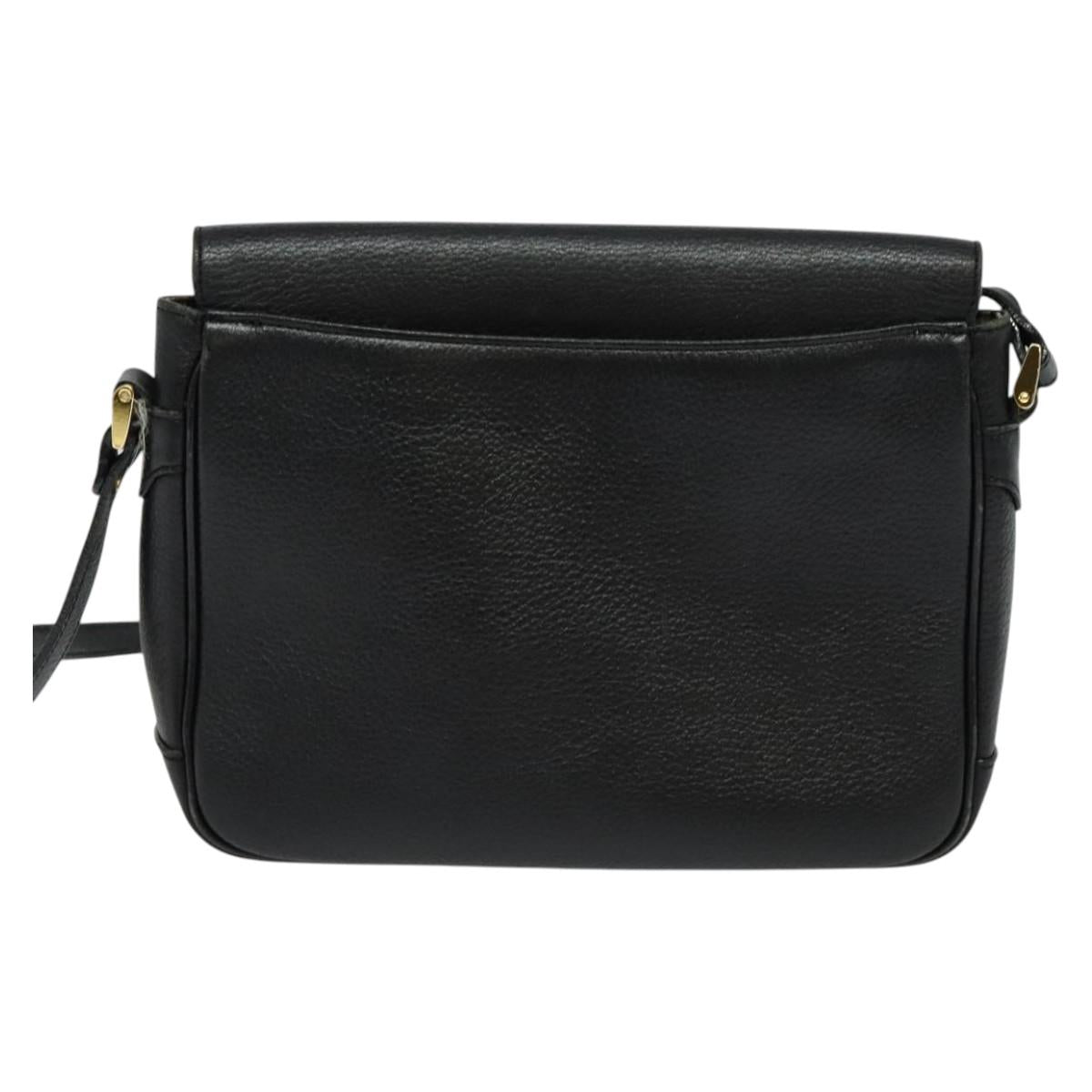 Burberrys Shoulder Bag Leather Gold Black Auth ep10469