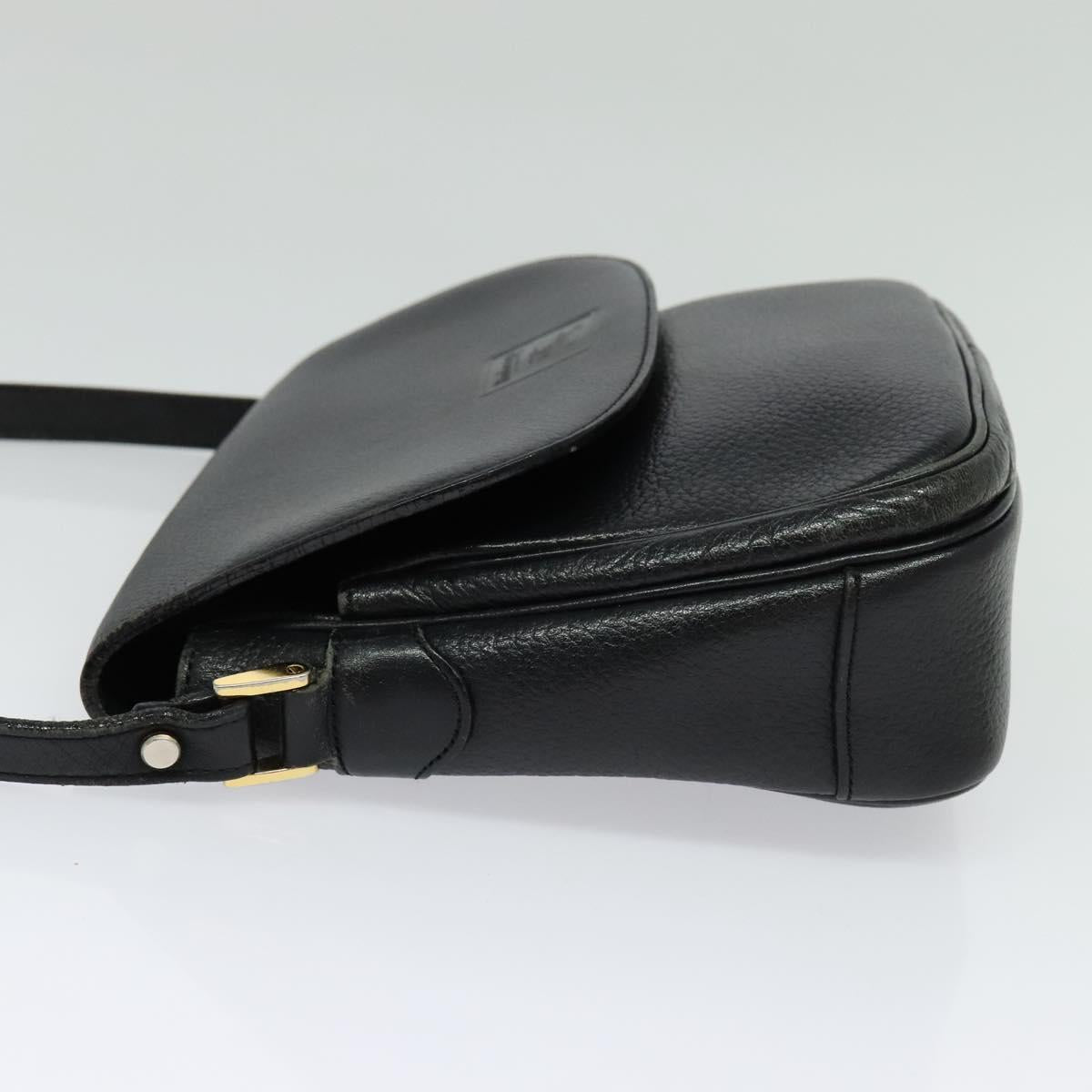 Burberrys Shoulder Bag Leather Gold Black Auth ep10469