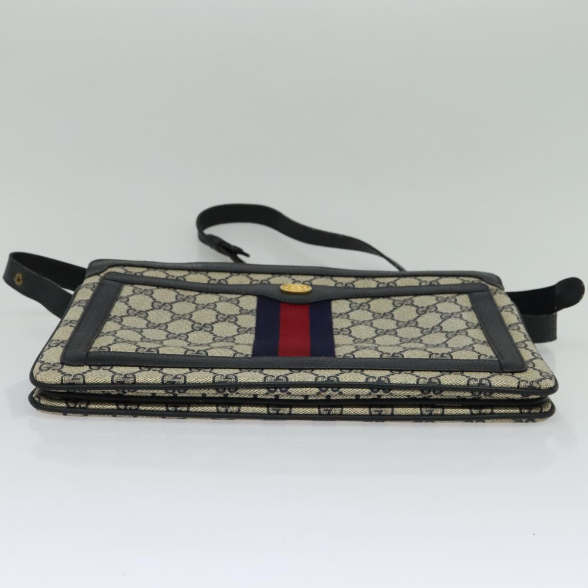 GUCCI GG Supreme Sherry Line Shoulder Bag PVC Navy Gold 41 02 013 Auth ep10484