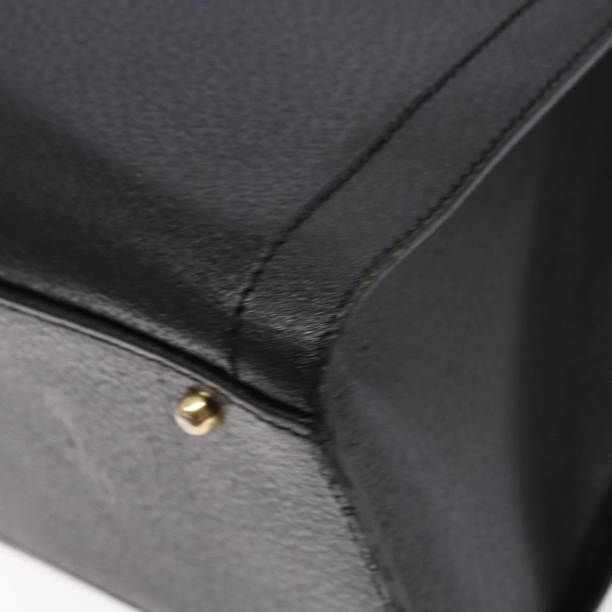 GUCCI Bamboo Hand Bag Leather Black Gold Auth ep10488