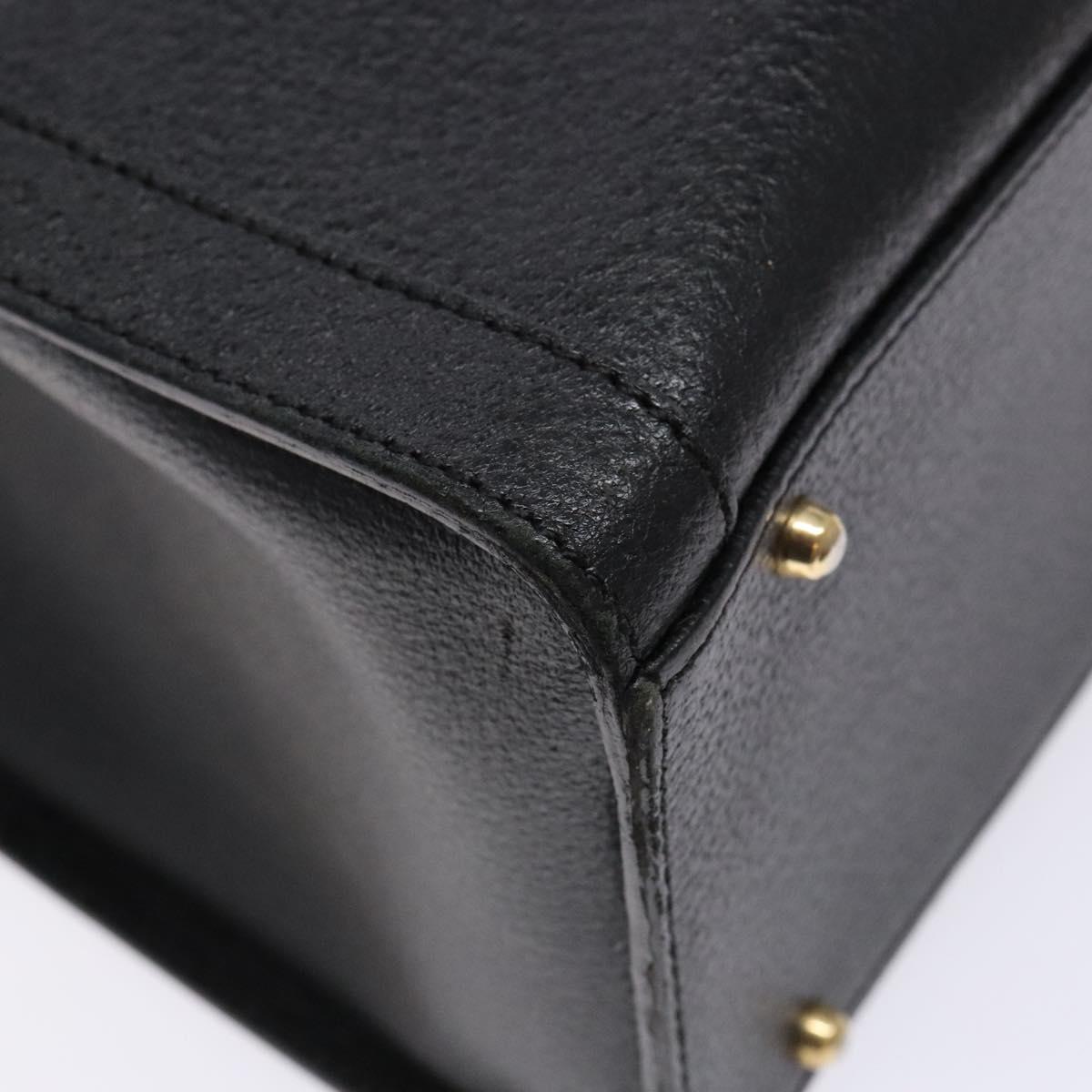 GUCCI Bamboo Hand Bag Leather Black Gold Auth ep10488