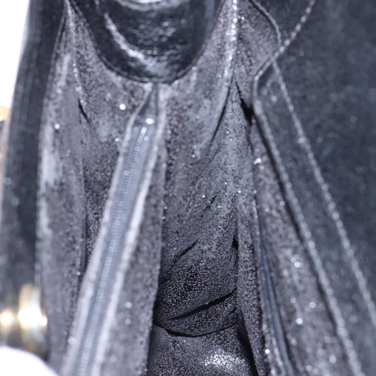 GUCCI Bamboo Hand Bag Leather Black Gold Auth ep10488