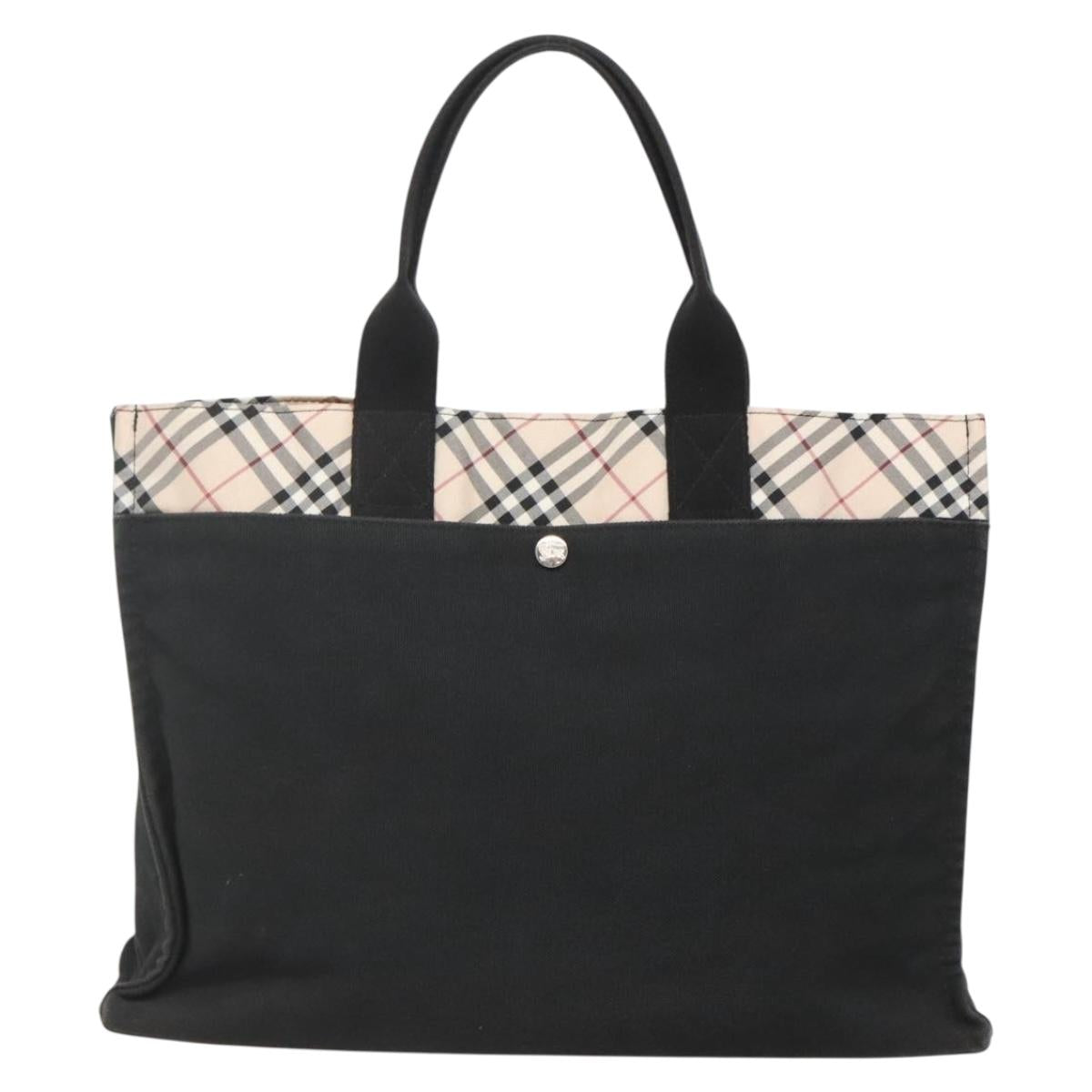 BURBERRY Nova Check Blue Label Hand Bag Canvas Black Beige Auth ep10498