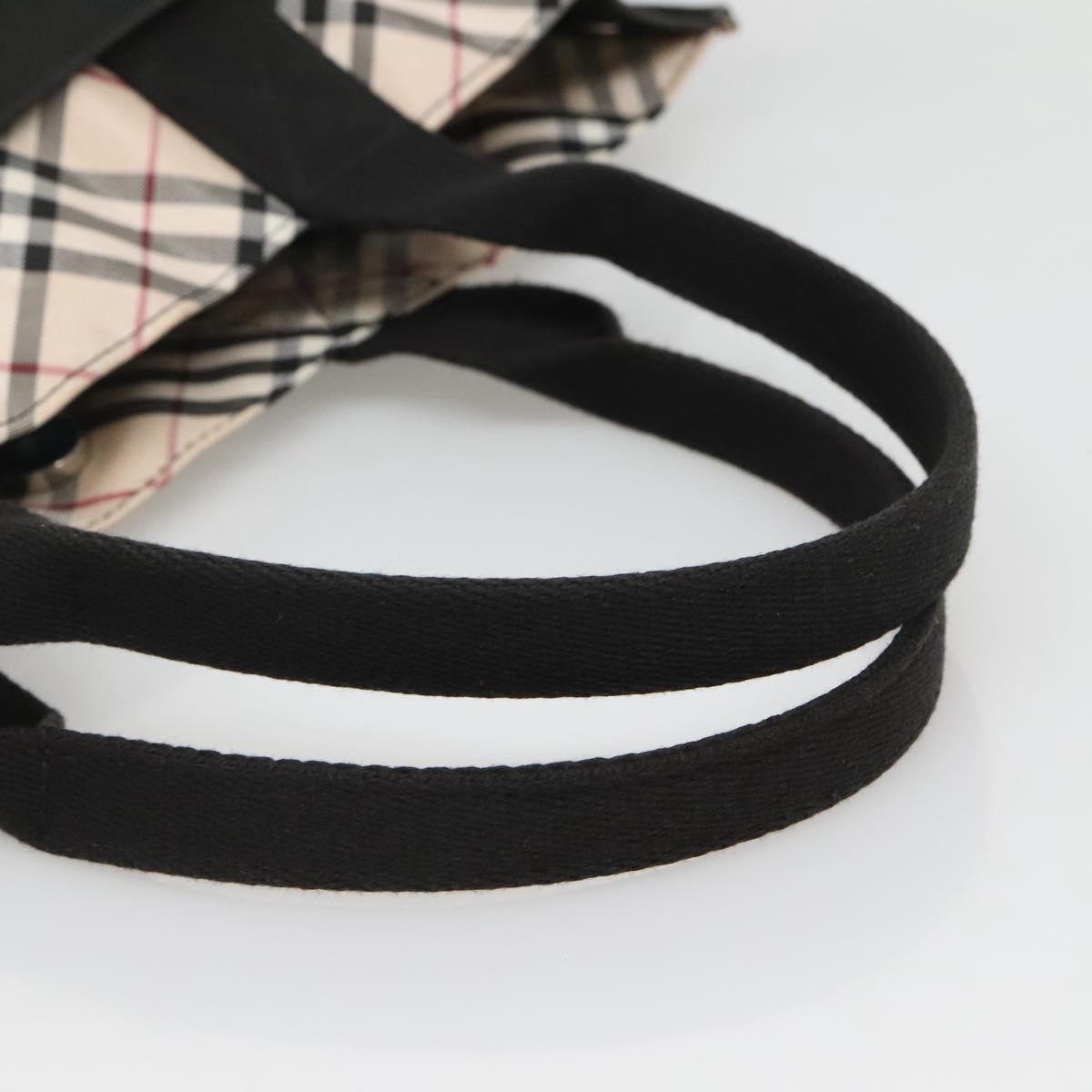 BURBERRY Nova Check Blue Label Hand Bag Canvas Black Beige Auth ep10498