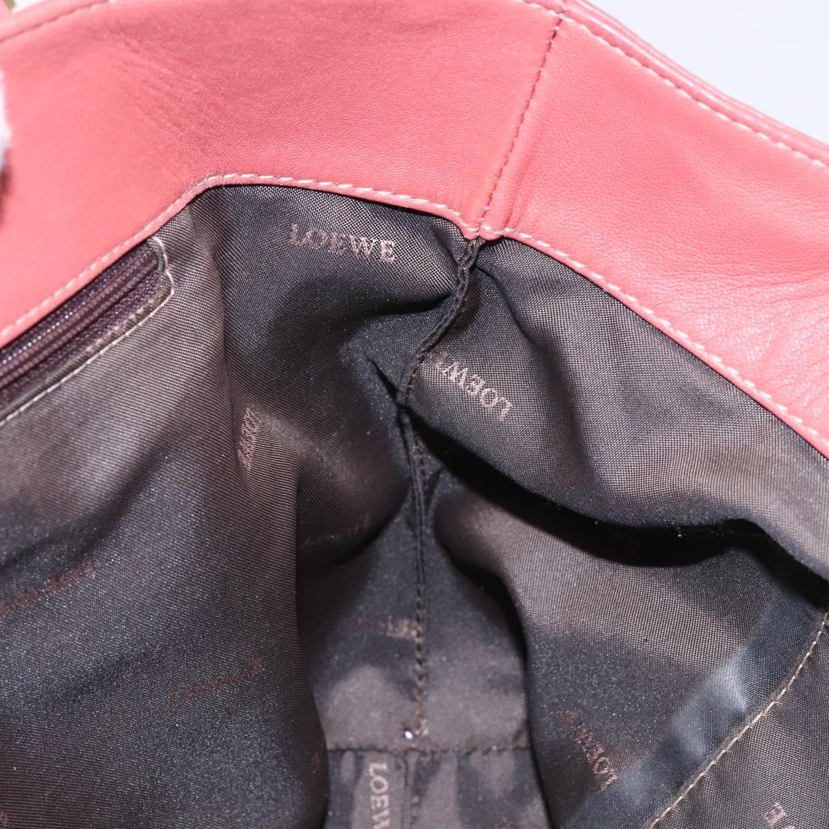 LOEWE Anagram Hand Bag Leather Pink Gold Auth ep10499