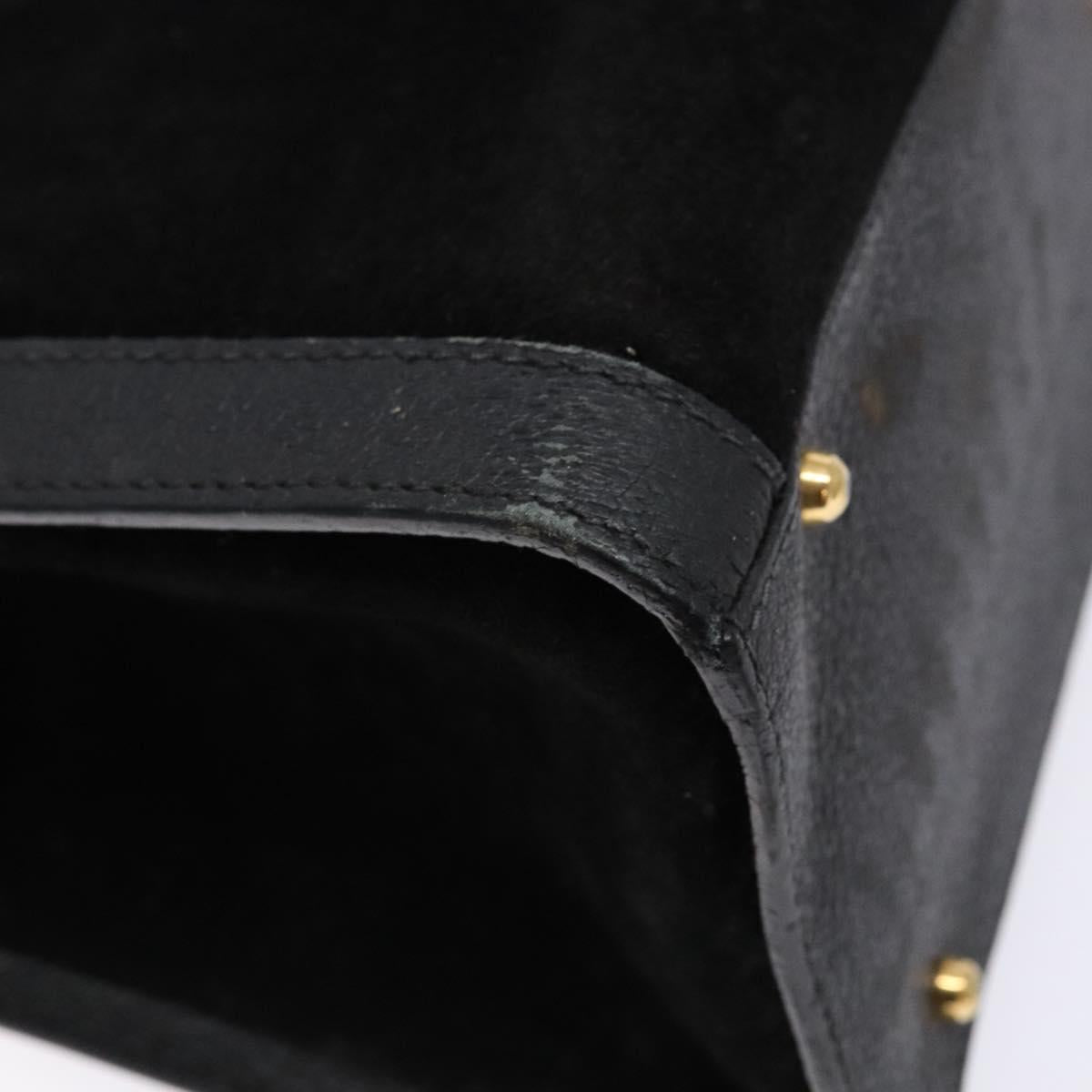 GUCCI Bamboo Hand Bag Suede Leather Black Gold 002 1186 0260 Auth ep10501