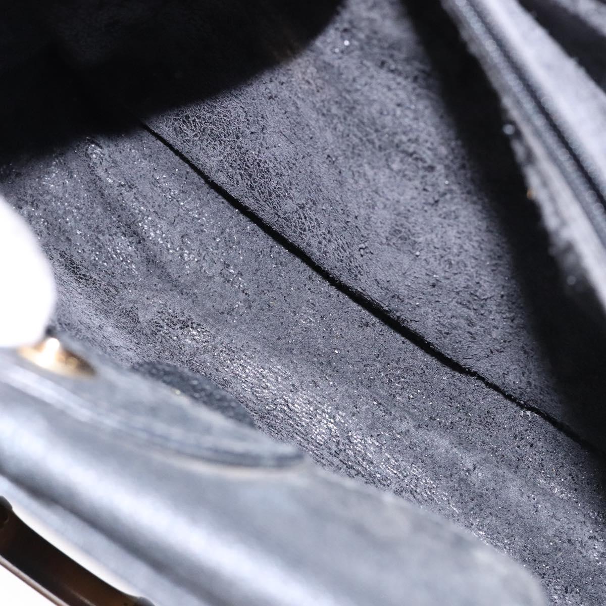 GUCCI Bamboo Hand Bag Suede Leather Black Gold 002 1186 0260 Auth ep10501