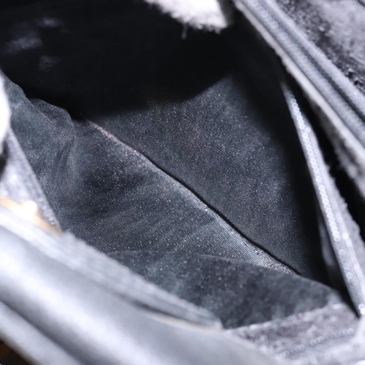 GUCCI Bamboo Hand Bag Suede Leather Black Gold 002 1186 0260 Auth ep10501