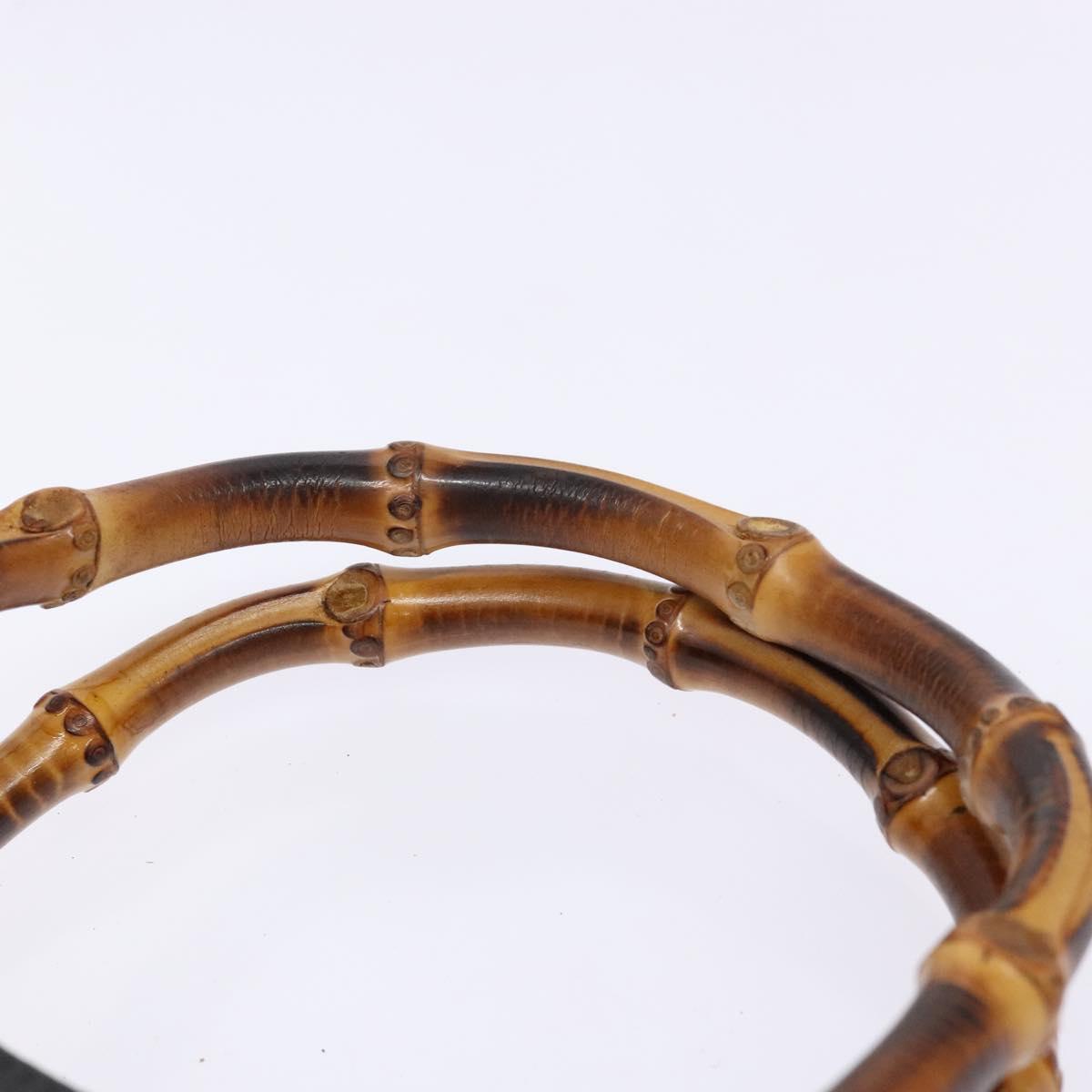 GUCCI Bamboo Hand Bag Suede Leather Black Gold 002 1186 0260 Auth ep10501