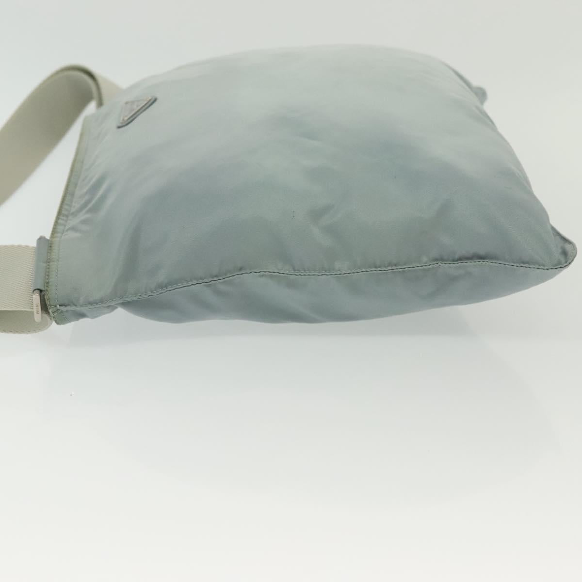 PRADA Shoulder Bag Nylon Light Blue Silver Auth ep10502