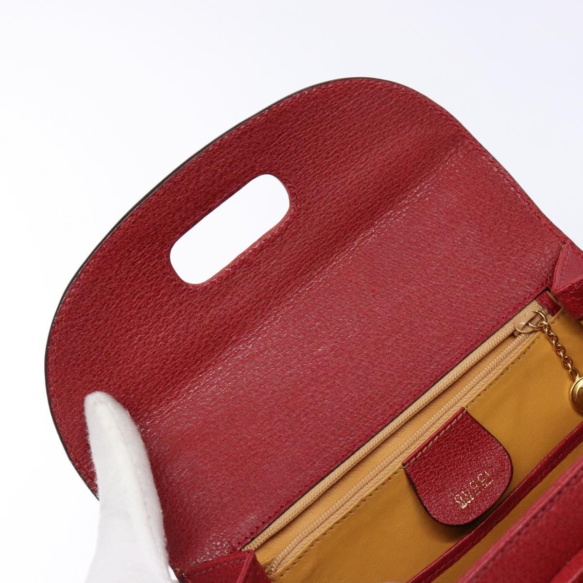 GUCCI Bamboo Hand Bag Leather Red Gold 000 46 0188 Auth ep10510