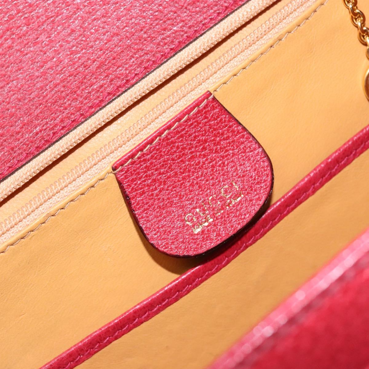 GUCCI Bamboo Hand Bag Leather Red Gold 000 46 0188 Auth ep10510