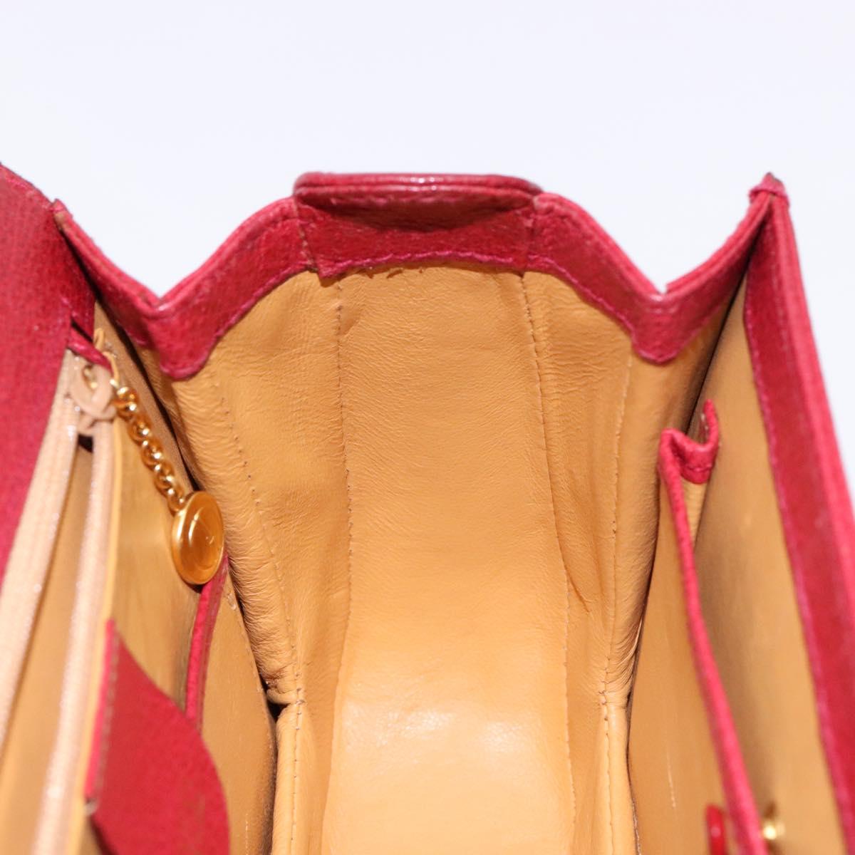 GUCCI Bamboo Hand Bag Leather Red Gold 000 46 0188 Auth ep10510