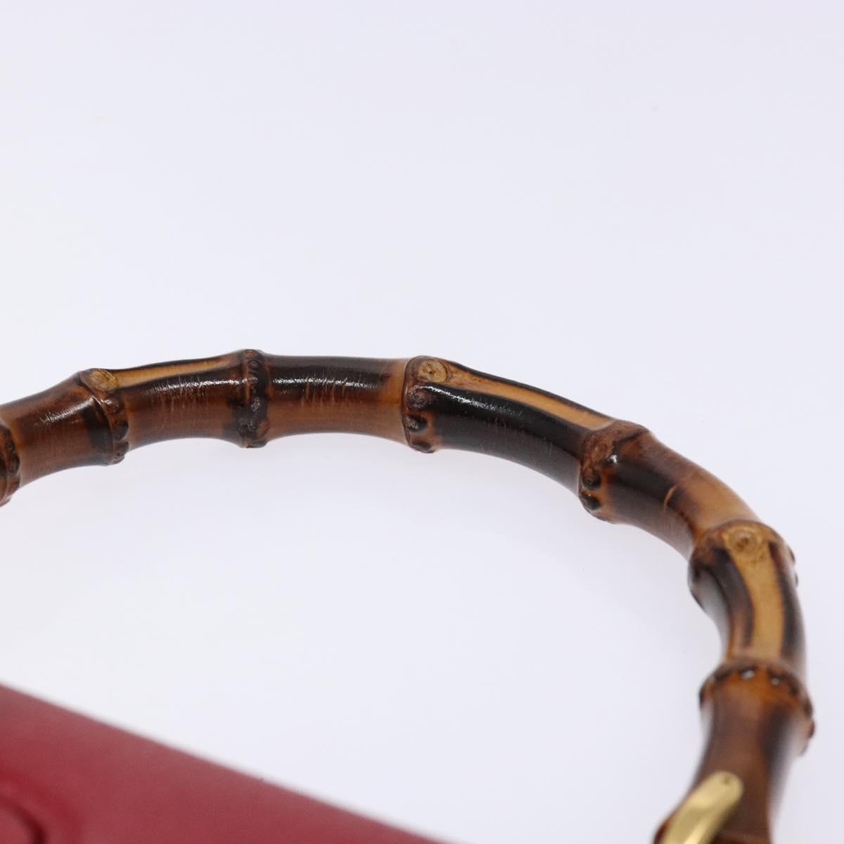 GUCCI Bamboo Hand Bag Leather Red Gold 000 46 0188 Auth ep10510