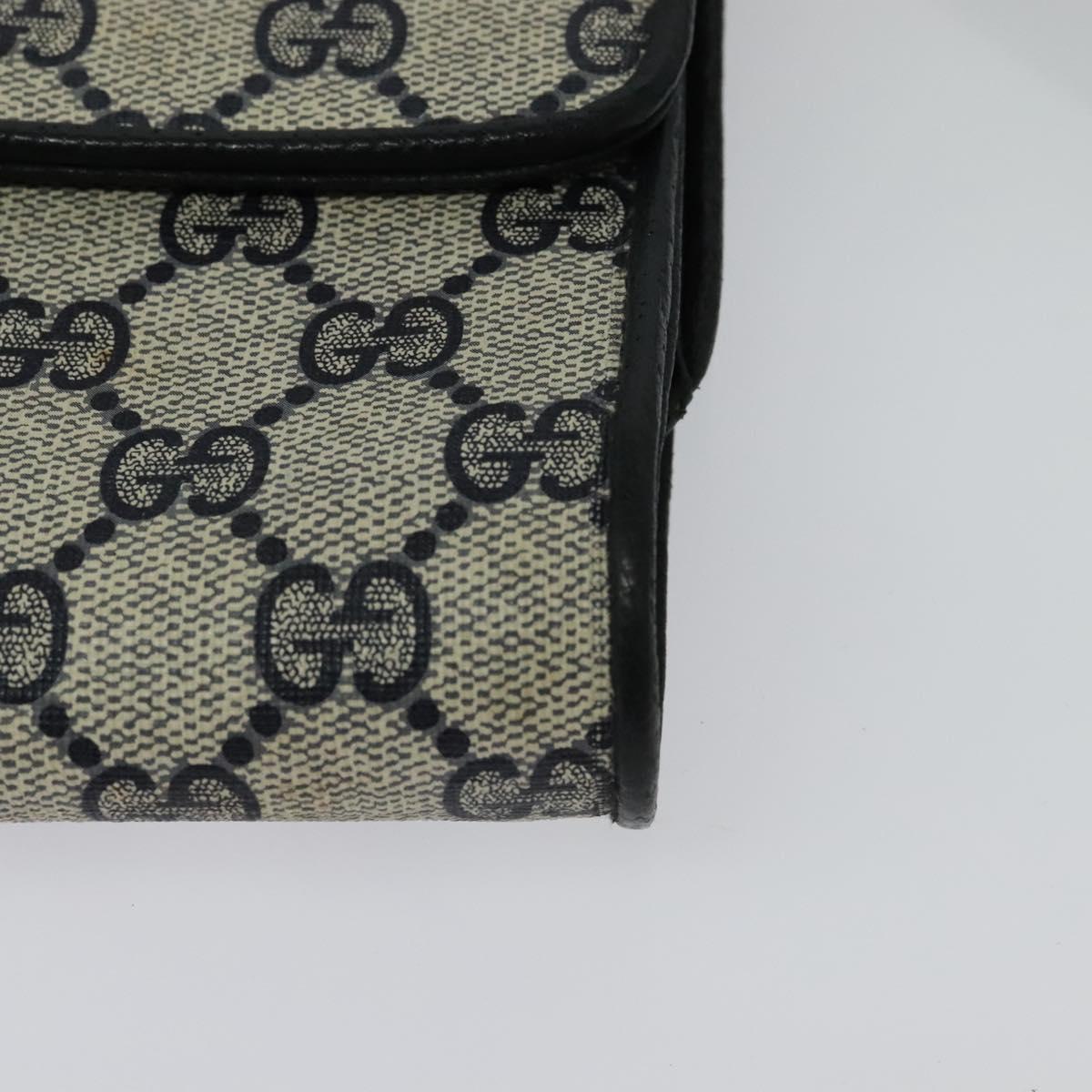 GUCCI GG Supreme Shoulder Bag PVC Navy Gold Auth ep10523
