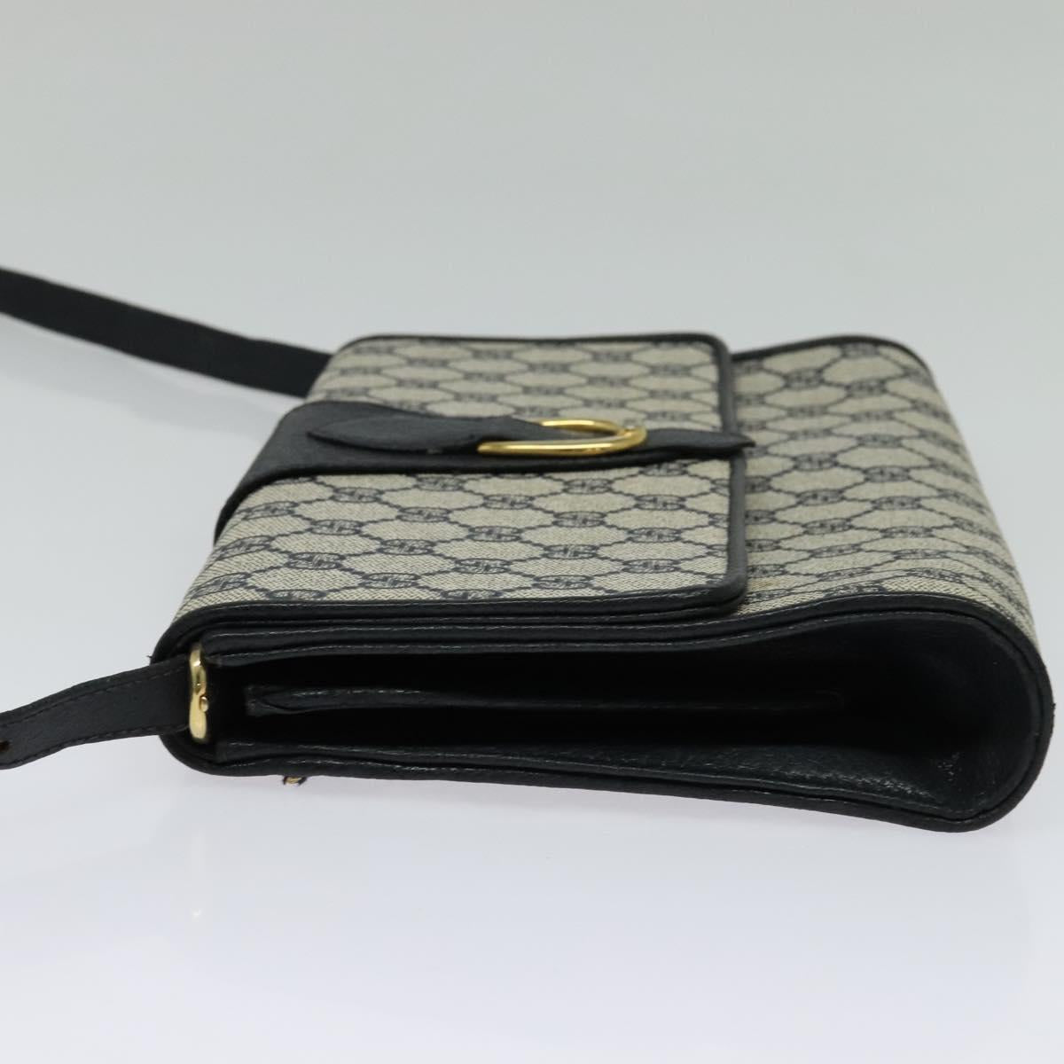 GUCCI GG Supreme Shoulder Bag PVC Navy Gold Auth ep10523