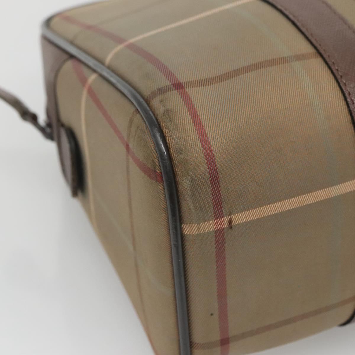 Burberrys Nova Check Hand Bag Canvas Gold Beige Auth ep10525