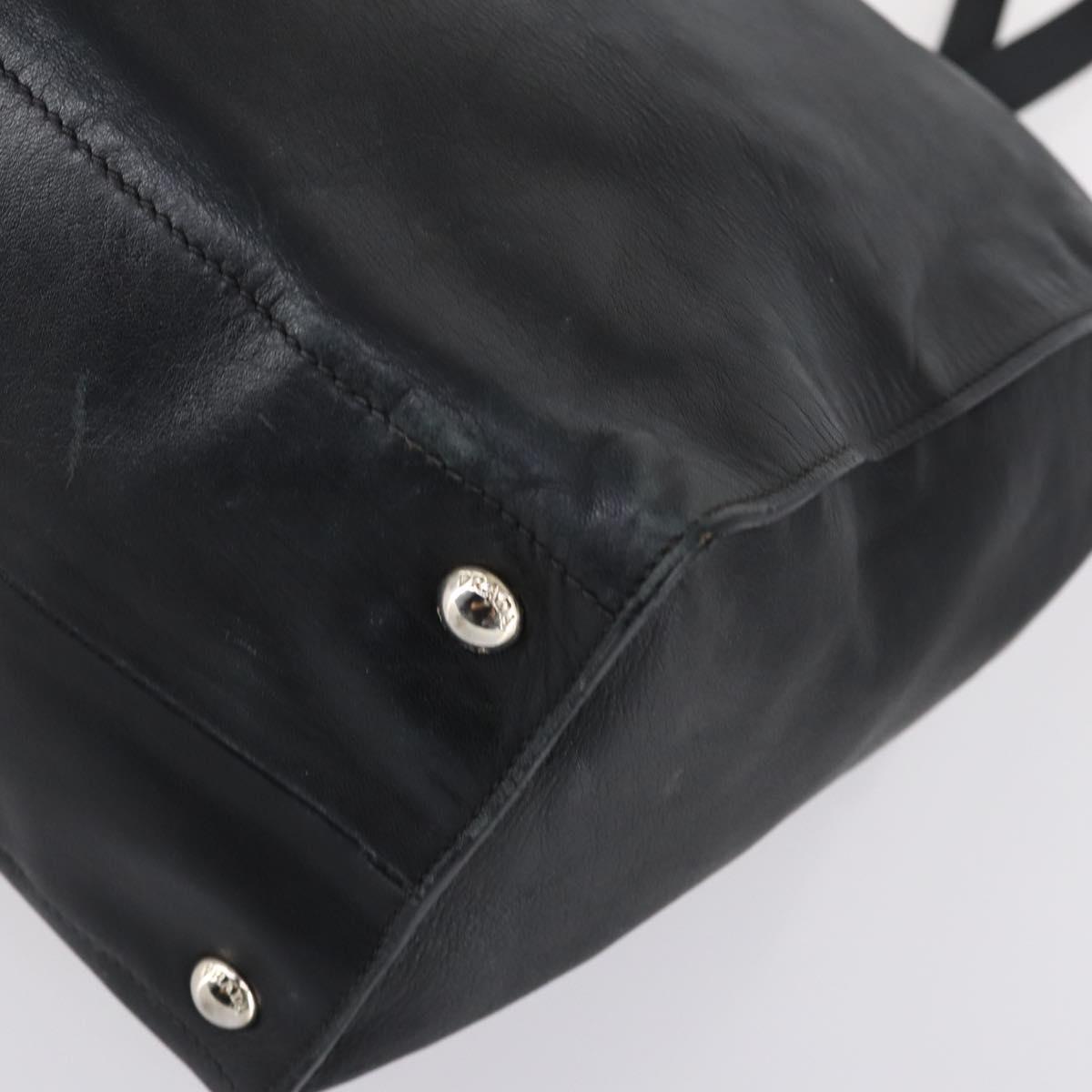 PRADA Tote Bag Leather 2way Black Silver Auth ep10526