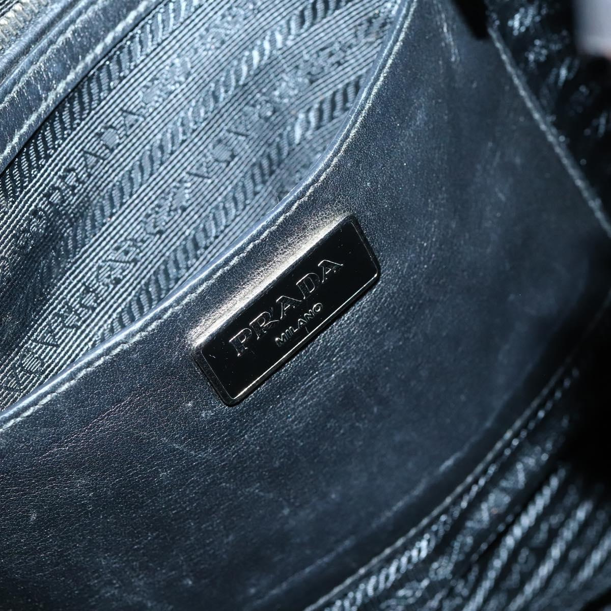 PRADA Tote Bag Leather 2way Black Silver Auth ep10526