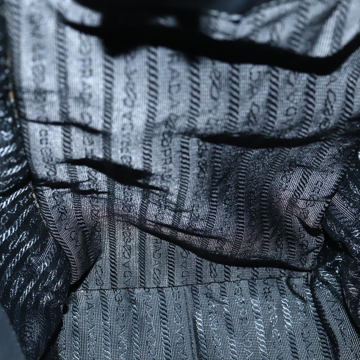 PRADA Tote Bag Leather 2way Black Silver Auth ep10526